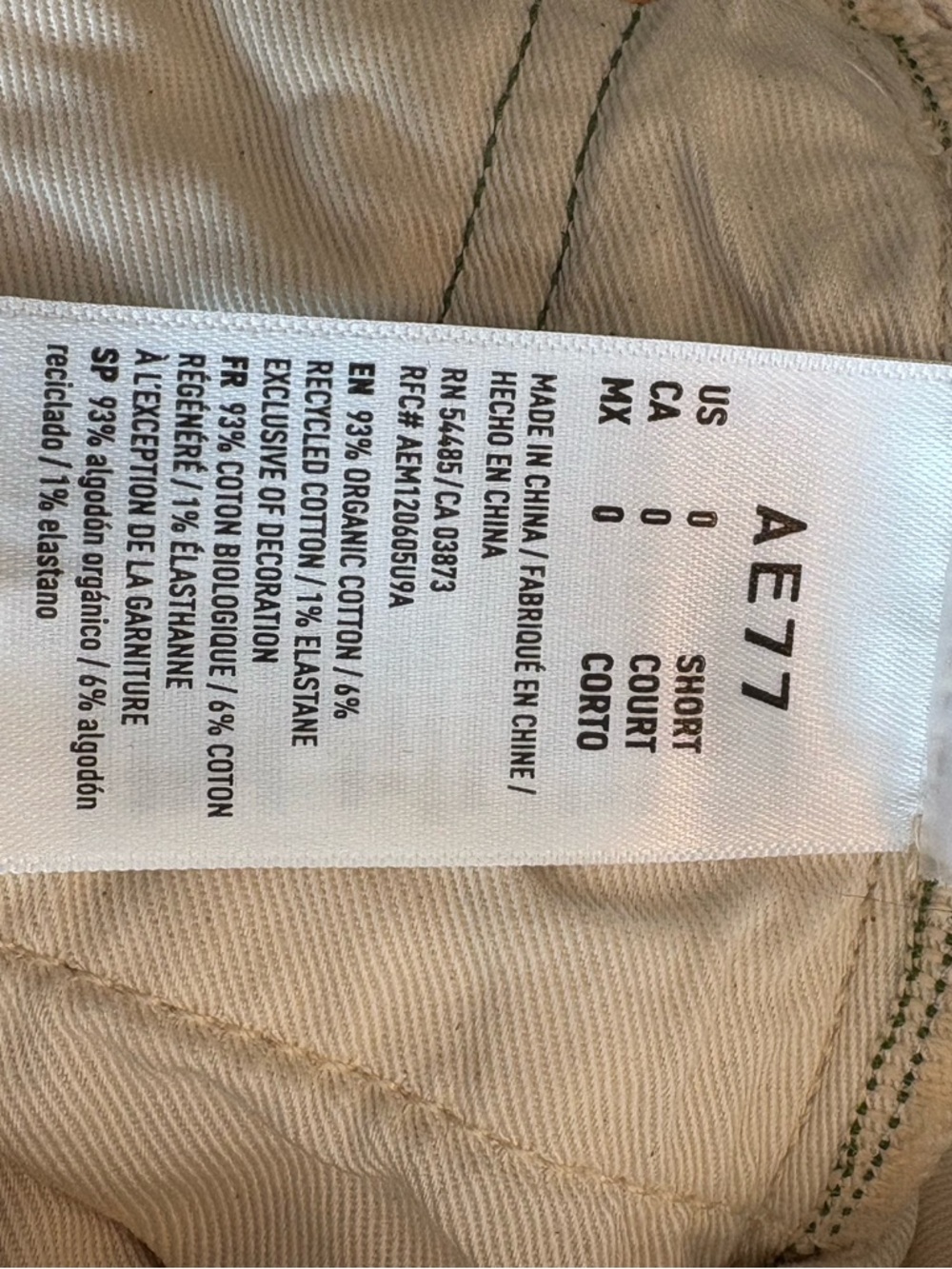 AE77 Cream Stovepipe Selvedge Jeans (size 0 short) American Eagle Premium - Picture 6 of 9